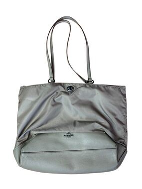 Coach Taupe Nylon & Leather Tote Bag F57903 Shoulder Bag Neutral